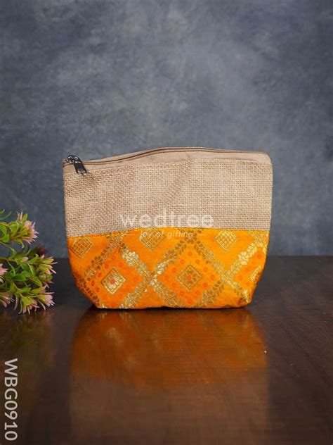 Jute with Raw Silk Return Gift Purse - WBG0910 – Wedtree