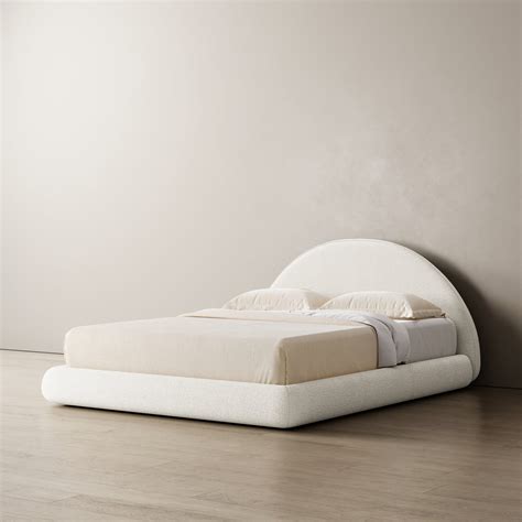 Marshmallow Bed Frame Curved in Milky White 630gsm, Boucle by Ineshi