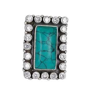 Shyle 925 Oxidised Ring | Essence Jadau Turquoise Cocktail Ring ...