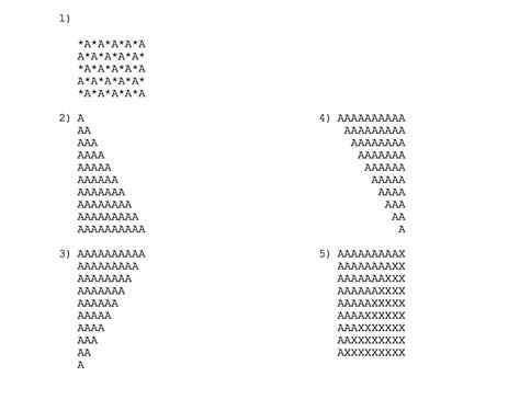Generate the Following Patterns Using Nested Loop 的图像结果
