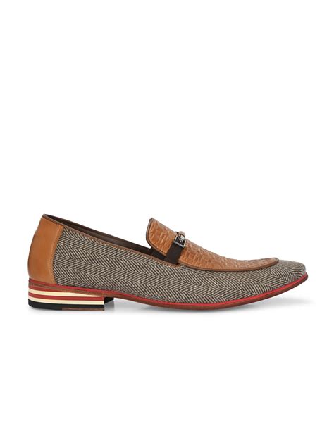 Hitz Men's Tan Fabric & Leather Semi Formal Shoes – Hitz Shoes Online