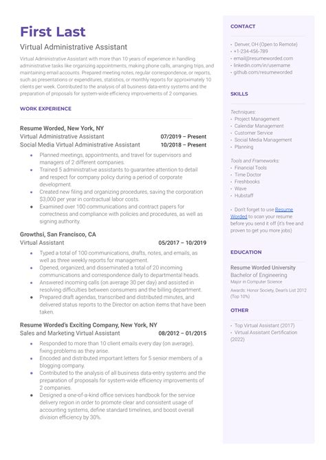 Image result for Virtual Assistant Resume