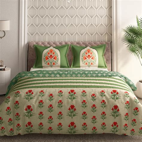Buy PORTICO Gulmarg Floral Printed Cotton 3Pcs King Bedsheet Set from ...