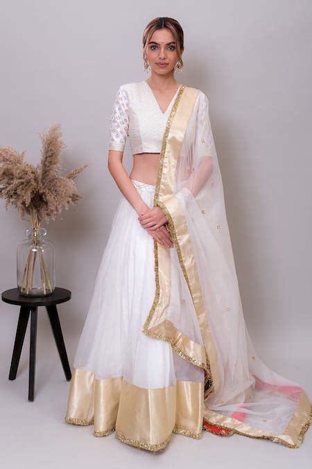 Buy Ivory Chanderi Silk, Organza Gota Patti, Sequins, Heer Blouse ...