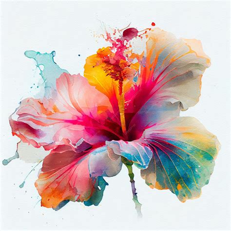 Premium Photo | Abstract double exposure watercolor hibiscus flower ...