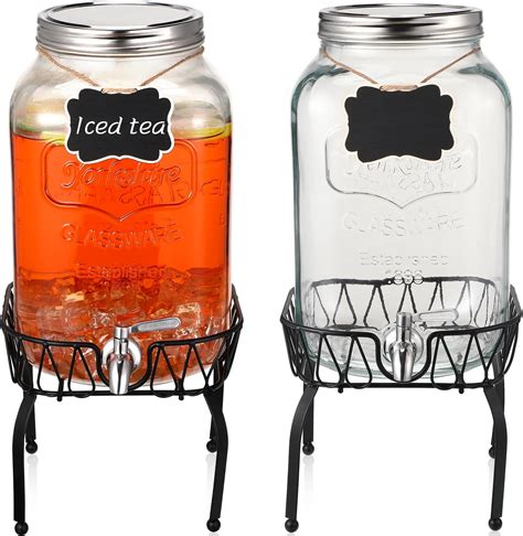 Amazon.com | Dual Gallon Glass Beverage Drink Dispensers with 2 Sets of ...