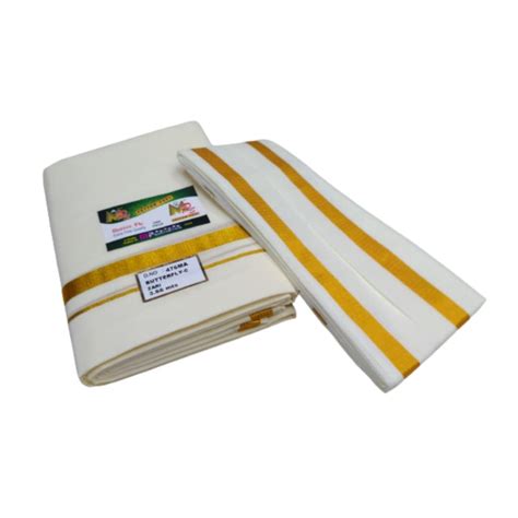 Buy 100% Cotton Men's Butter Fly Gold Zari Border Dhoti 3.65 Mts +2 Mts ...