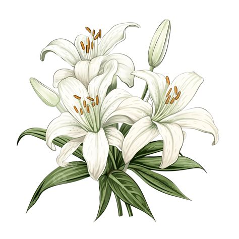 Blooming White Lily Flower Illustration, Lily, Flower, Floral PNG ...
