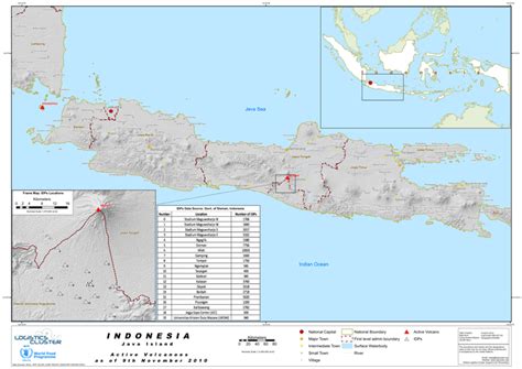 Indonesia: Java Island - Active Volcanoes - as of 9 Nov 2010 ...