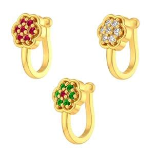Buy VAMA Fashions Pressing Nose pin Stud Non Piercing Clip on Gold Nose ...
