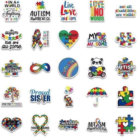 Buy Autism Stickers |50 Pcs Autism Awareness Waterproof Vinyl Decals ...