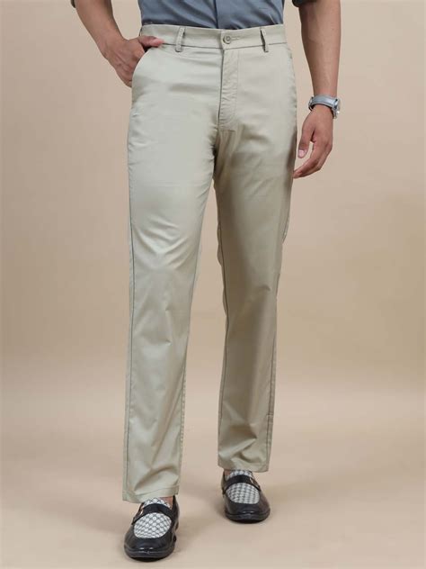 Shop Jetsetter Cream Shiny Regular Fit Trouser For Men