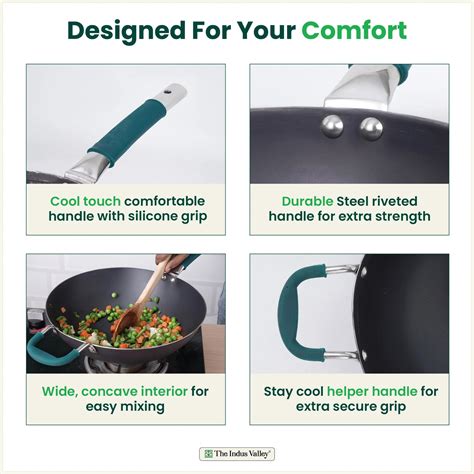 Pure Sheet Iron Wok Steel handle 4L 30Cm with silicone grip & Helper H ...