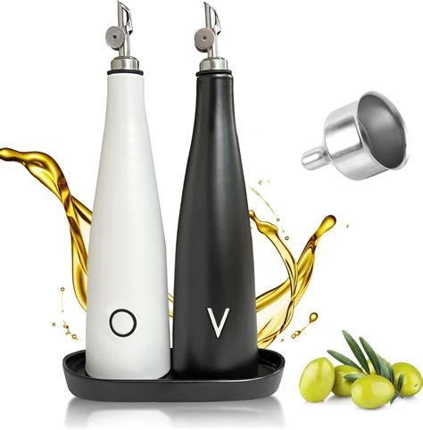 Ceramic Oil and Vinegar Dispenser Set, Premium Olive Oil Dispenser ...