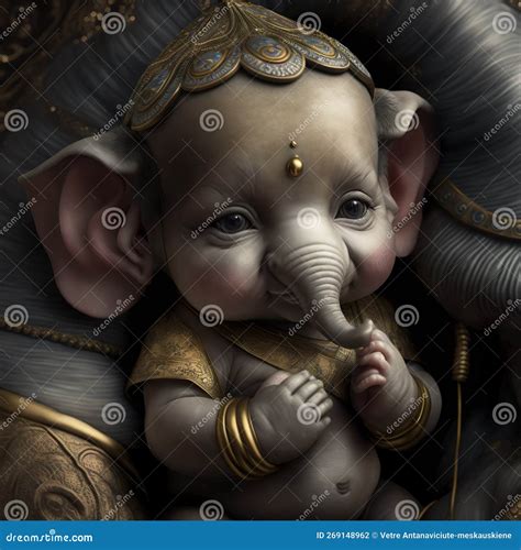 Baby Ganesha Elephant Symbol of Gods Religion Hinduism. Generative Ai ...