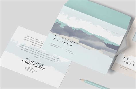 Minimalist Invitation Card & Envelope Mockup PSD | ZippyPixels