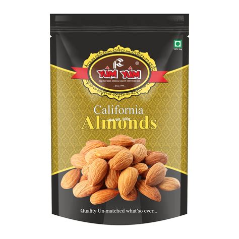 YUM YUM 100% Natural Raw California Almonds Badam Giri 500g | Dry Fruit ...