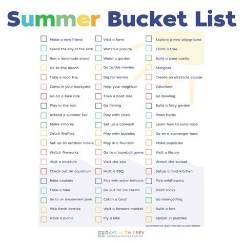 Your Ultimate Summer Bucket List - Days With Grey