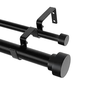 Buy Black Double Curtain Rods for Windows 36 to 72 Inch(3-6Ft ...