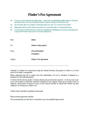 Finder's Fee Agreement - Fill and Sign Printable Template Online