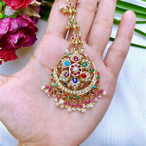 Navratna Maang Teeka For Women | Bridal Accesories for Forehead