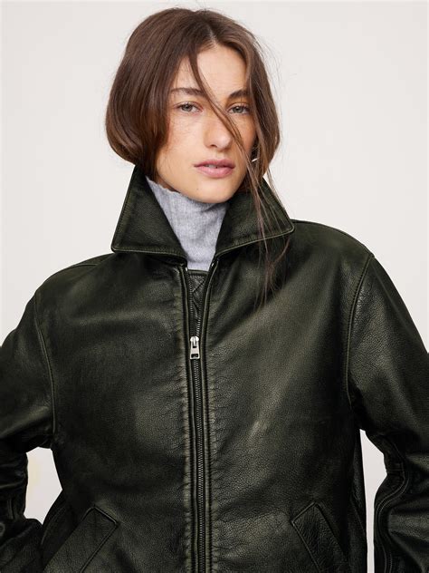 Oversized Distressed Leather Bomber Jacket | Banana Republic