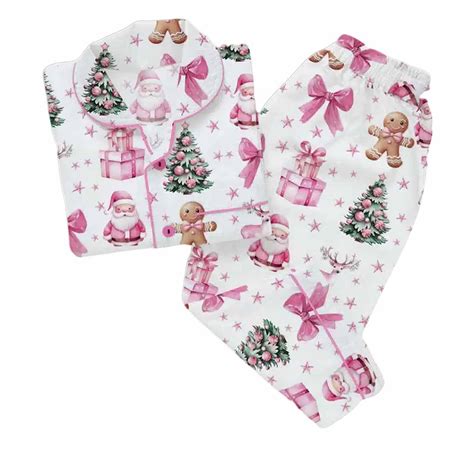 Coquette Pink Christmas Satin Pajama Set - Nouvette