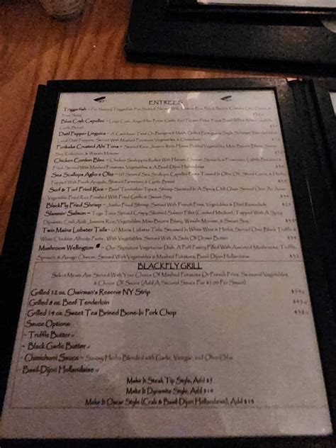 Menu at Blackfly The Restaurant, St. Augustine