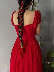 Crochet Hair Parandi, Red Floral Design, Traditional Hair Braid ...