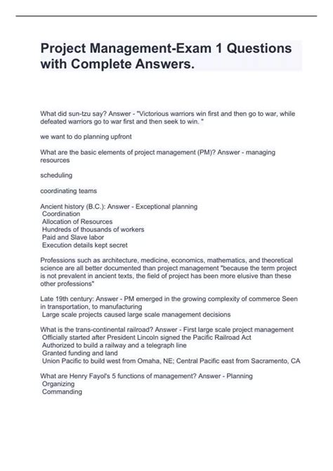 Project Management Test Questions and Answers 的图像结果