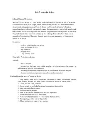 Unit 5- Industrial Designs - Unit 5- Industrial Designs Subject Matter ...