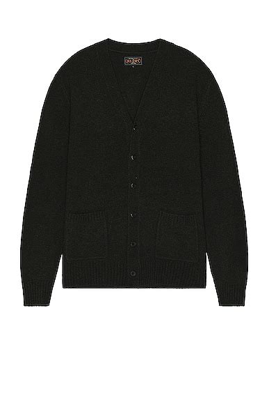 Beams Plus Elbow Patch Cardigan in Olive | FWRD
