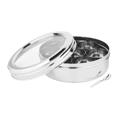 Stainless Steel Eye Candy Spice Box, See Through Glass Lid, 7 Spice ...
