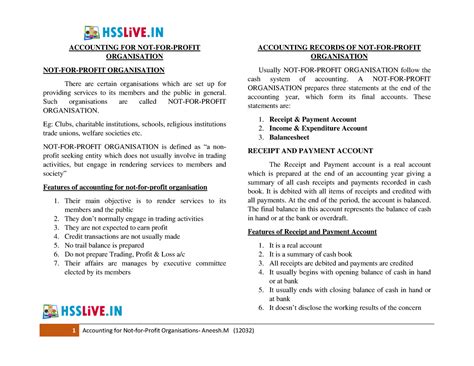 Hsslive XII Accountancy Ch1 Not for Profit Organization - ACCOUNTING ...