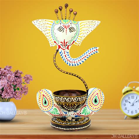 Buy Artrust l Metal Lord Ganesha Tealight Holder/Ganesh Diya Candle ...