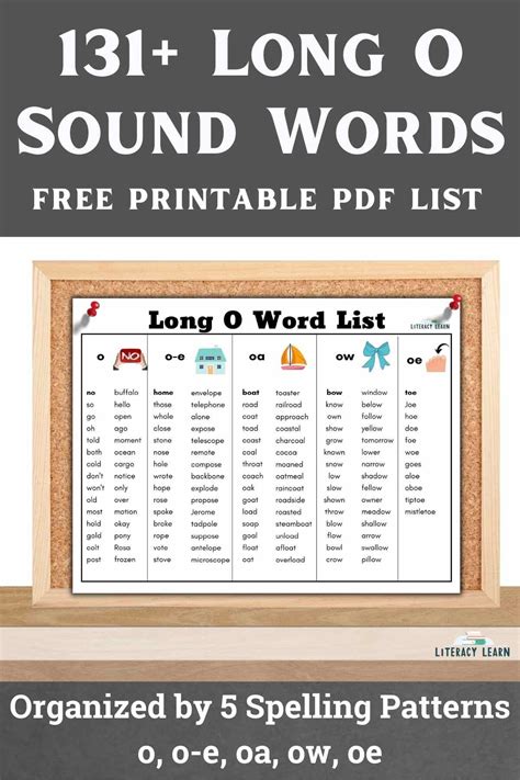 Long O Words List - FREE Printable