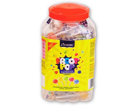 CandyVille FrootPop Lollipops Jar - 50 Lollipops (600g) | Assorted ...