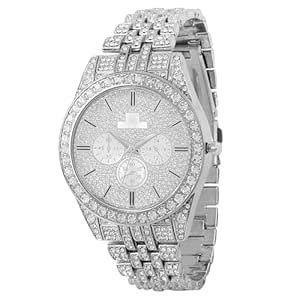 ALNA-TURA Stylish Men's Silver Watch with Diamond Accents |Elegant ...