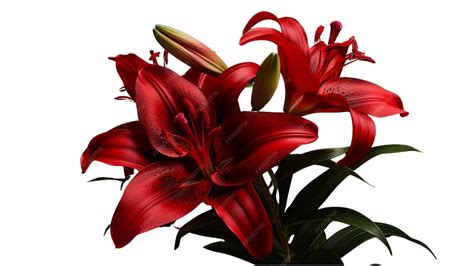 Premium Photo | Photo red colors lily bouquet no background