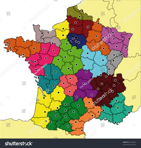 Detailed Colored Map Of France With All Departments Stock Vector ...
