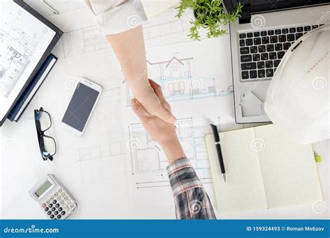 Architects Working on Blueprint, Real Estate Project. Architect ...