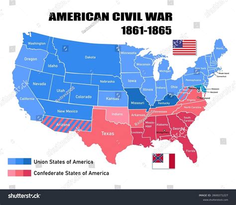 Civil War Map Of States Civil War Era Map Of The United States