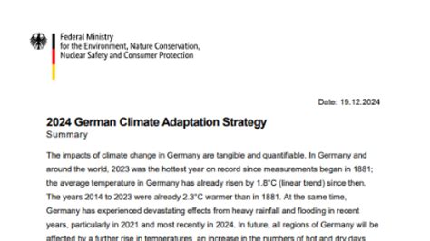 Germany: Climate adaptation strategy 2024 | PreventionWeb