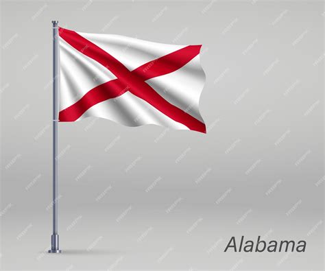 Premium Vector | Waving flag of alabama state of united states on ...