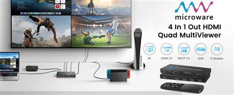 4K HDMI Multiviewer Switch 4x1, NEWCARE 4 in 1 Out Seamless HDMI Quad ...