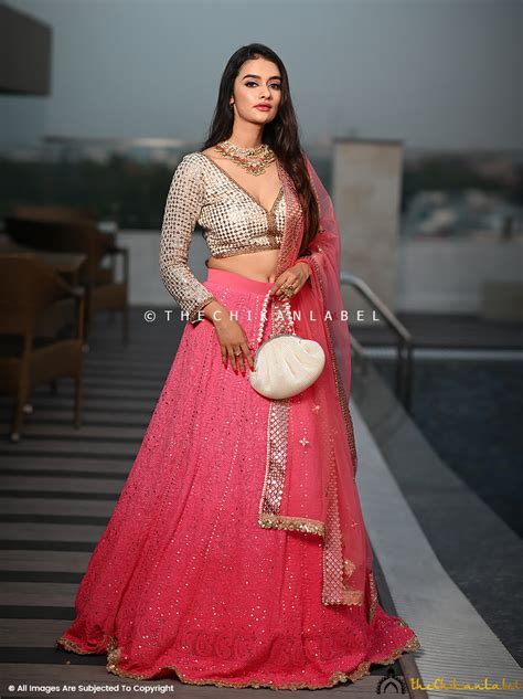 Pink Mukaish Chikankari Lehenga Set
