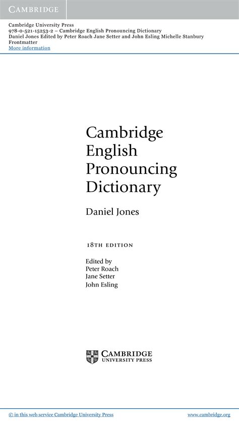 SOLUTION: Cambridge english pronouncing dictionary - Studypool