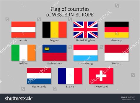 Set Flags Western Europe Countries 11 Stock Vector (Royalty Free ...