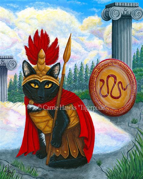 Ares God of War Cat Art Print Greek Mythology Warrior Black Cat ...