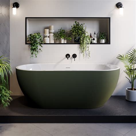 Dark Green Freestanding Double Ended Bath 1650 x 750mm - Lisbon ...
